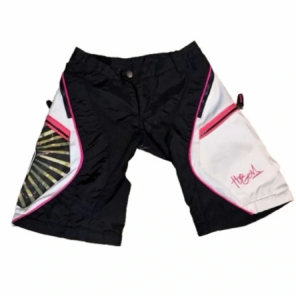 Girls Gem Black, White & Pink Motorcycle Riding Pants with Removable Pant Legs - Picture 4 of 15
